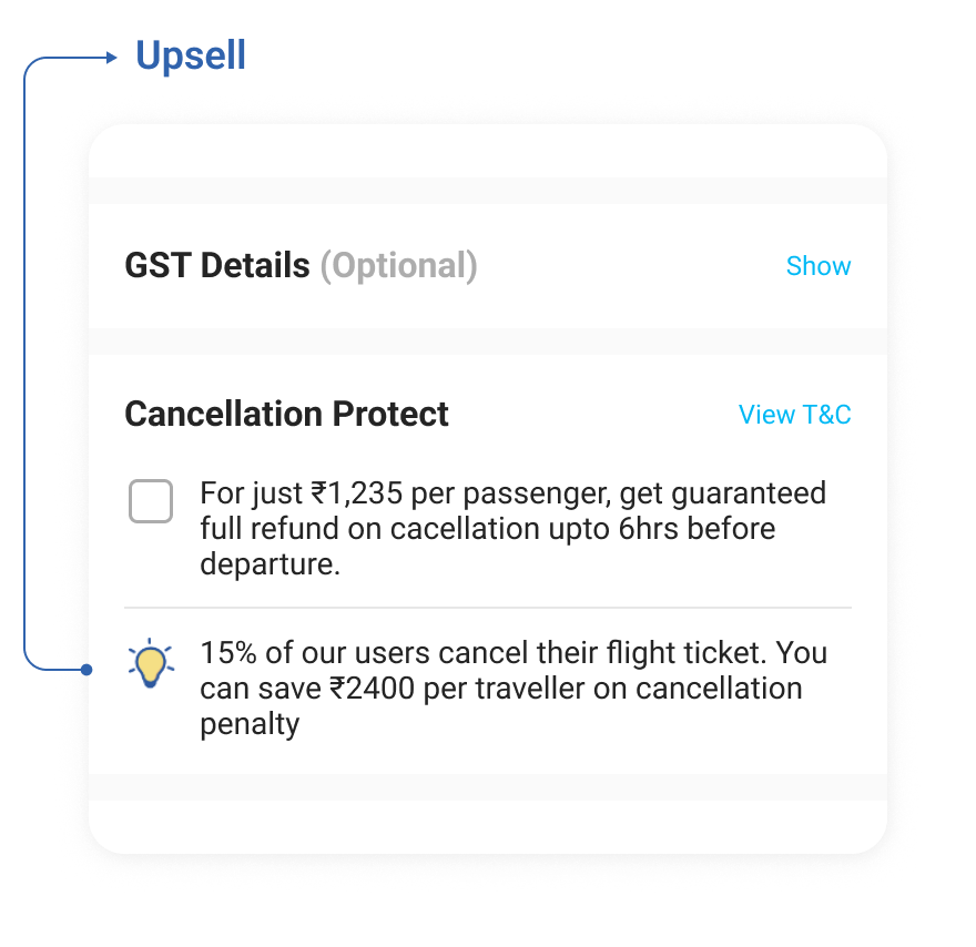 Upsell alert shown in context